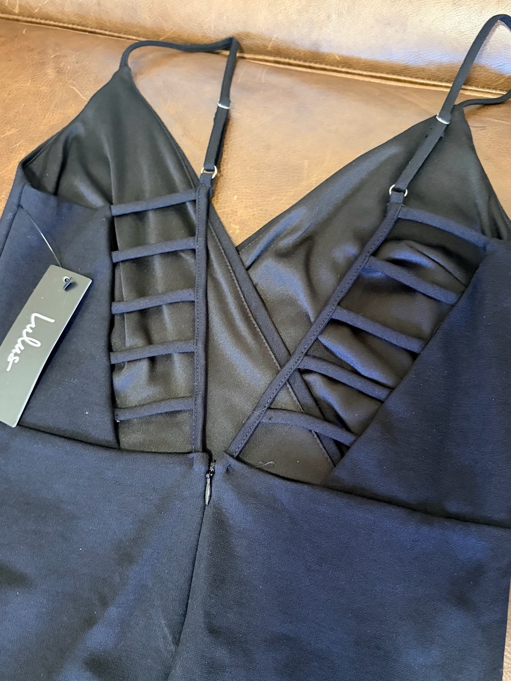 Lulu's Black Strappy Cage Back Mini Dress - Picture 4 of 4